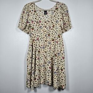 Hot Topic Mushroom Frog Babydoll Mini Dress w/ Pockets Size Small